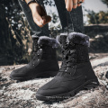 Size 38-47 Microfiber Leather Safety Hiking Boots For Men Fleece Trim Casual Shoes Warm Plush Comfortable Winter Men Snow Boots